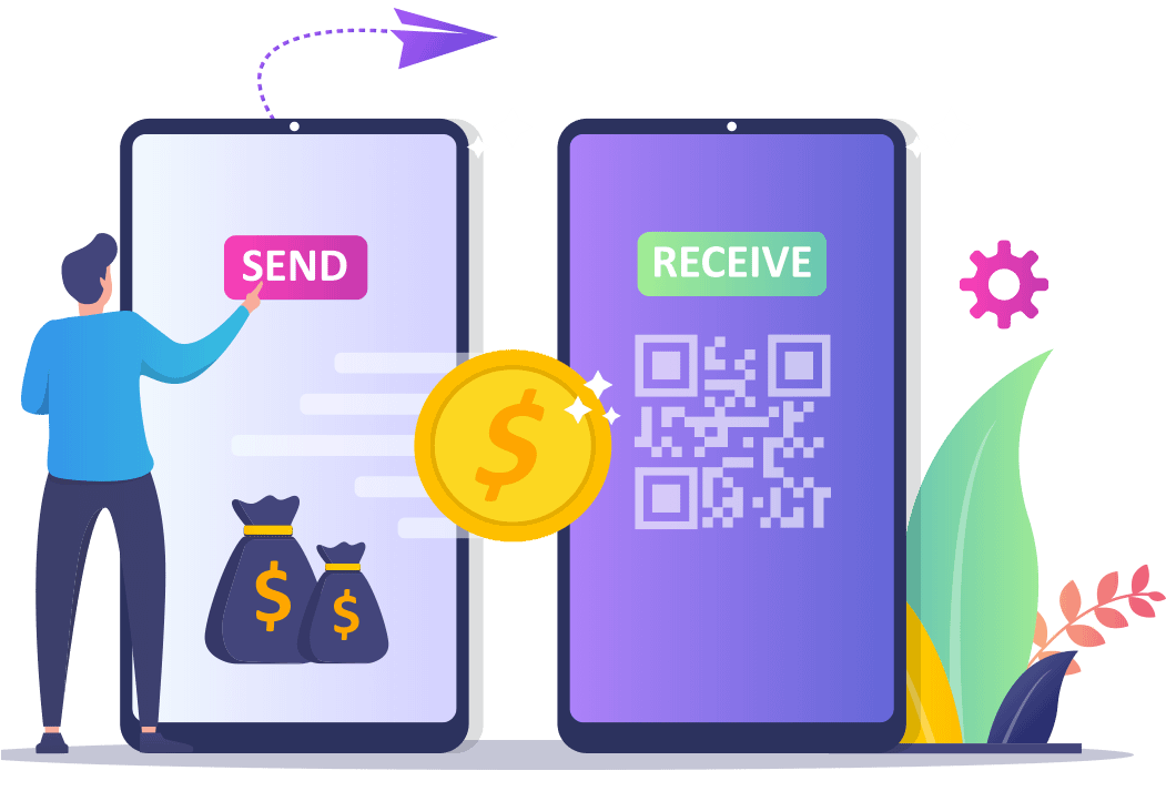 sur un smartphone on envoie de l'argent sur le second on reçoit cet argent