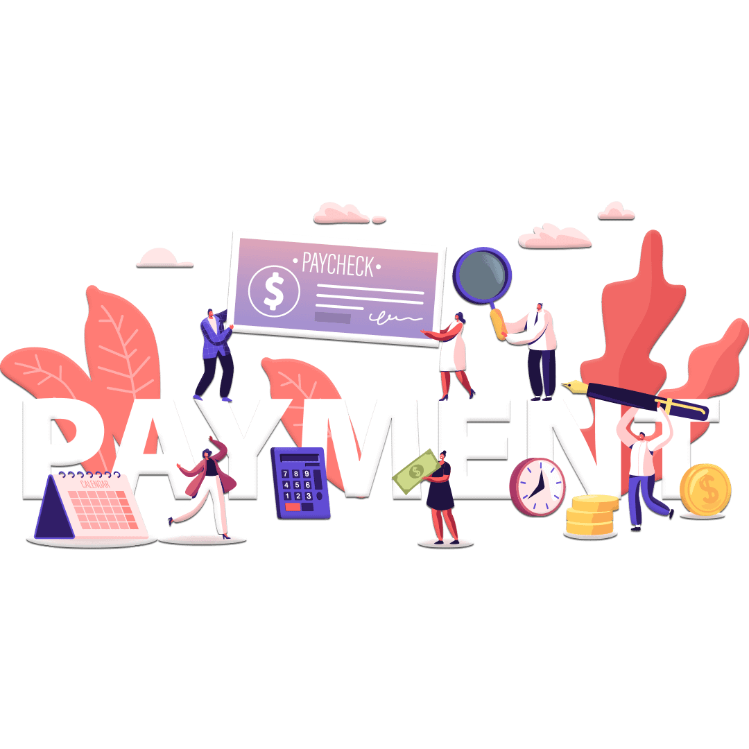 tout les modes de paiement sont dessinées : cheque carte smatphone